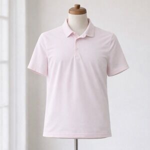 Lululemon Evolution Polo Shirt Pink Mens Sz M Short Sleeve Strawberry Milkshake